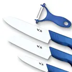 Set de Cuchillos de Cerámica Vos 7.5 cm 10 cm 15 cm Pelador Azul