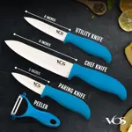 Set de Cuchillos de Cerámica Vos 7.5 cm 10 cm 15 cm Pelador Azul
