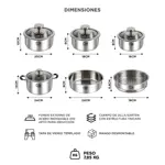 Set De Ollas Gadnic Cocina Acero Inoxidable Tricapa Mango Desmontable