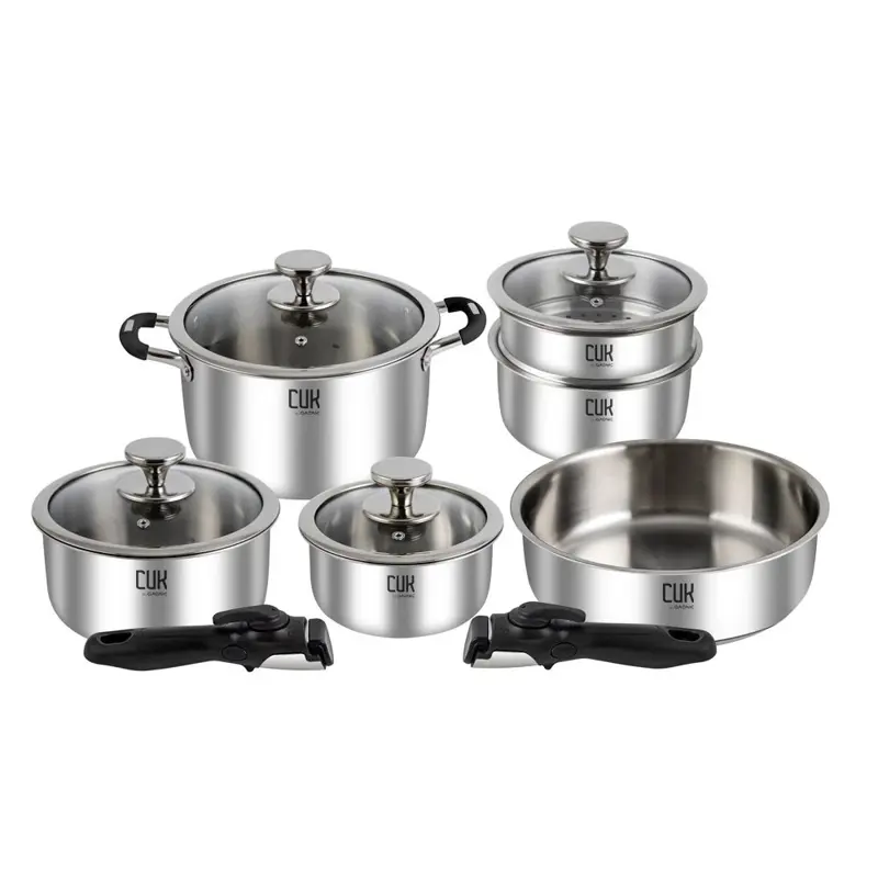 Set De Ollas Gadnic Cocina Acero Inoxidable Tricapa Mango Desmontable