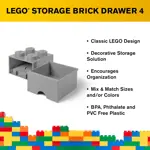 Cajón de almacenamiento LEGO Brick 4 Medium Stone Grey Room Copenhagen