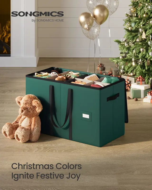 Caja de almacenamiento de figuras navideñas SONGMICS para 15 pulgadas, color verde