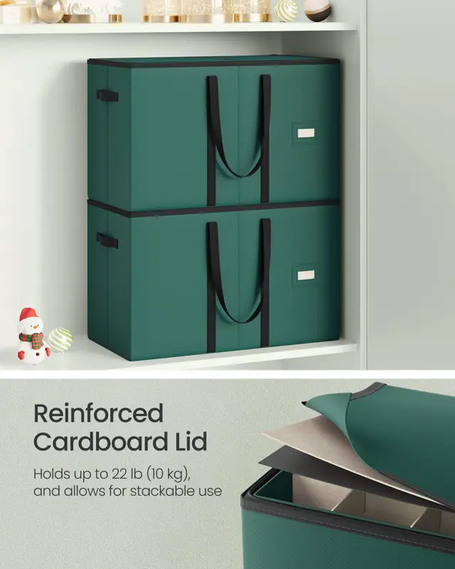 Caja de almacenamiento de figuras navideñas SONGMICS para 15 pulgadas, color verde
