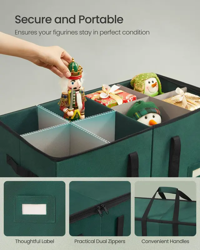Caja de almacenamiento de figuras navideñas SONGMICS para 15 pulgadas, color verde