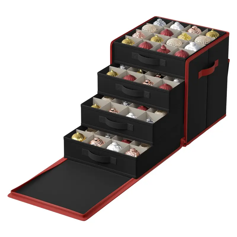 Caja de almacenamiento para adornos navideños SONGMICS URFB037B01 negra