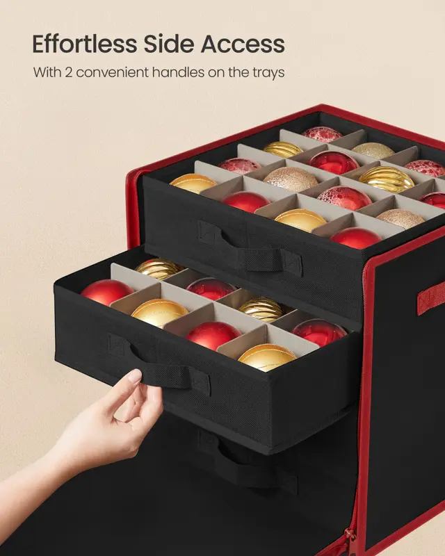 Caja de almacenamiento para adornos navideños SONGMICS URFB037B01 negra