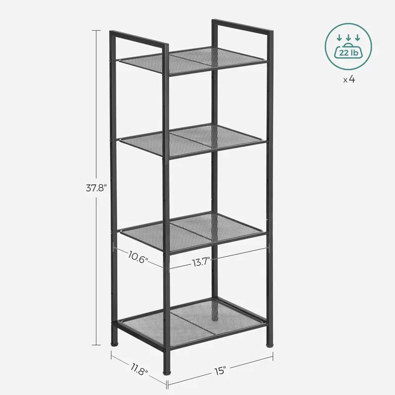 Estante de 4 niveles SONGMICS UBSC034B01 ajustable negro