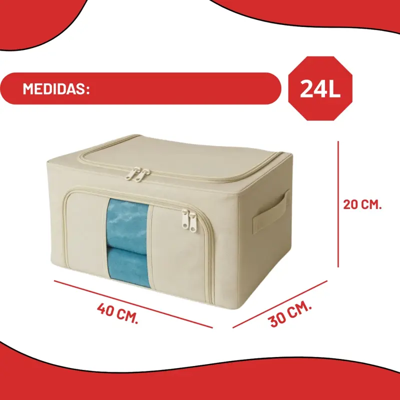 Organizador de ropa para placard con ventana y cierre Beige 24