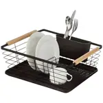 Escurridor Secaplatos Con Bandeja Porta Cubiertos Asa Madera