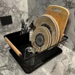 Escurridor Secaplatos Con Bandeja Porta Cubiertos Asa Madera