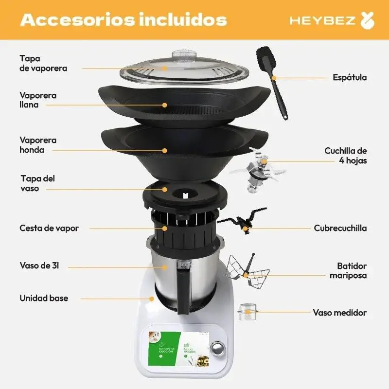 Robot De Cocina Heybez Pmix08 Con Intermix 1800w