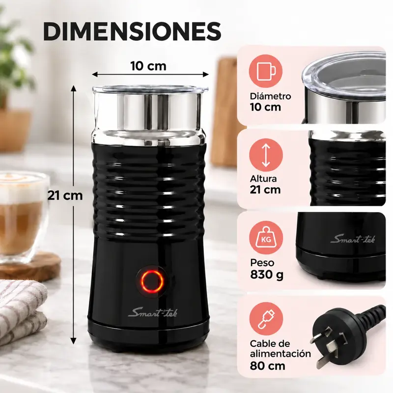 Espumero Leche Automatico Smart Tek Calienta Mf850 450w Negro