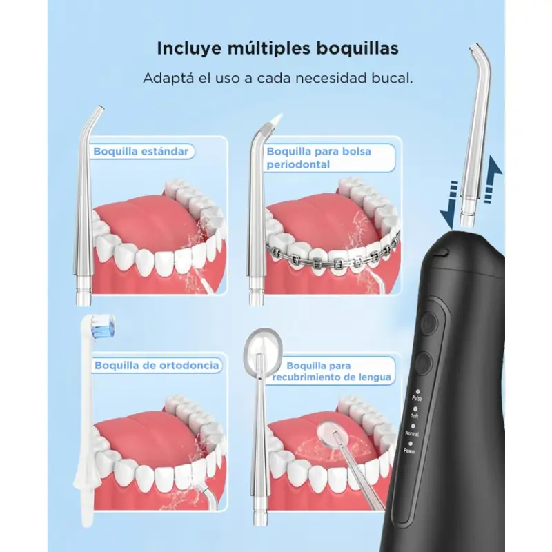 Irrigador Bucal Portátil Bllanco Care By Gadnic 300ml Recargable 4 Modos de Limpieza