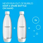 Botella de carbonatación SodaStream, 1 litro, delgada, blanca, paquete doble