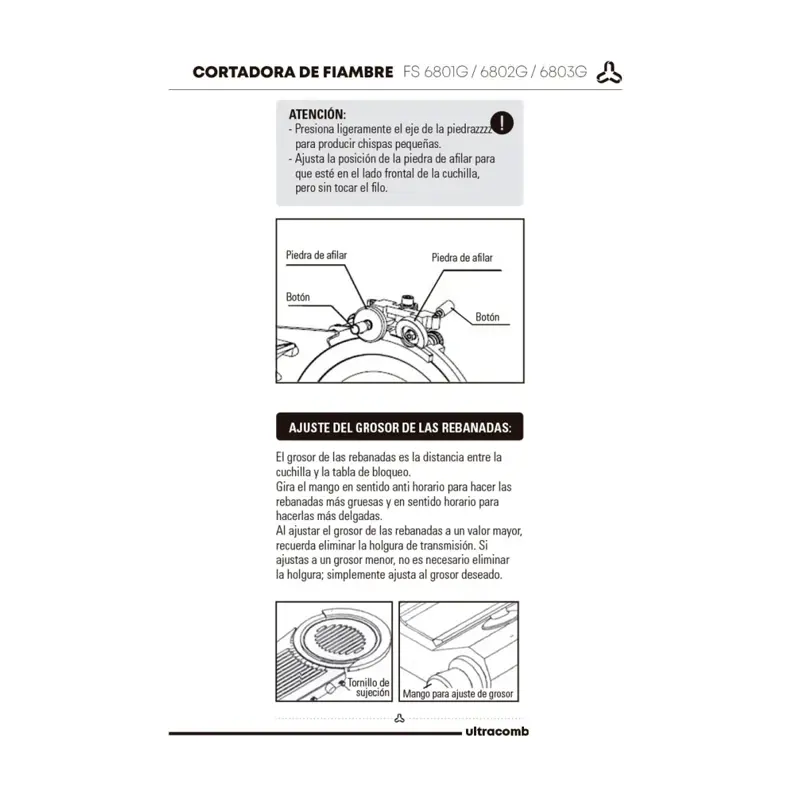 Cortadora De Fiambre Profesional Ultracomb Fs 6801g