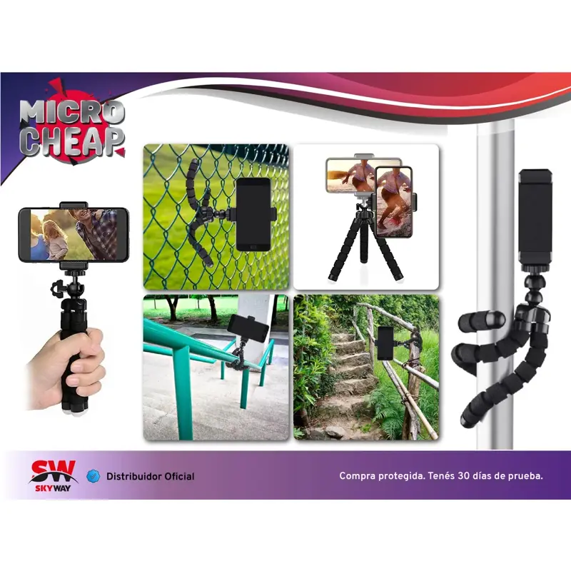 Tripode Araña 18cm Flexible con Rosca Universal Camara
