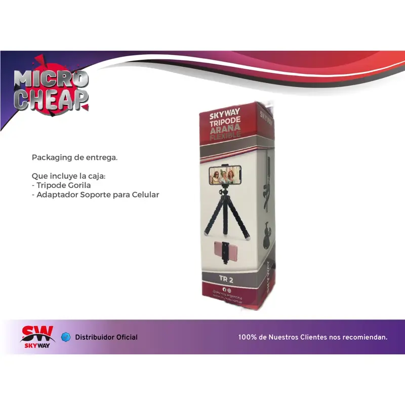 Tripode Araña 18cm Flexible con Rosca Universal Camara