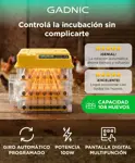 Incubadora de Huevos Automatica Gadnic Capacidad 108 Huevos Expandible Ovoscopio Giro Automático
