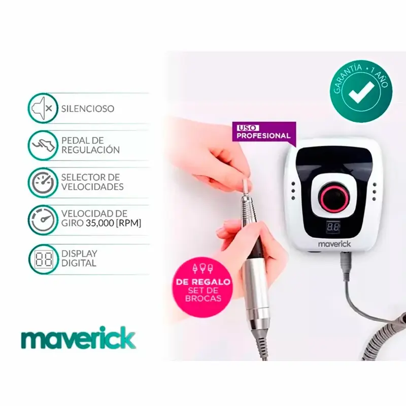 Torno Manicura Profesional Uñas Esculpidas + Pedal Maverick