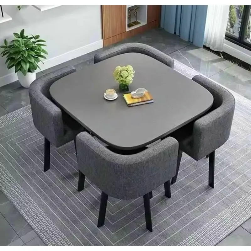 Juego de comedor premium mesa y 4 sillas modernas Skyhome Negro Vidrio