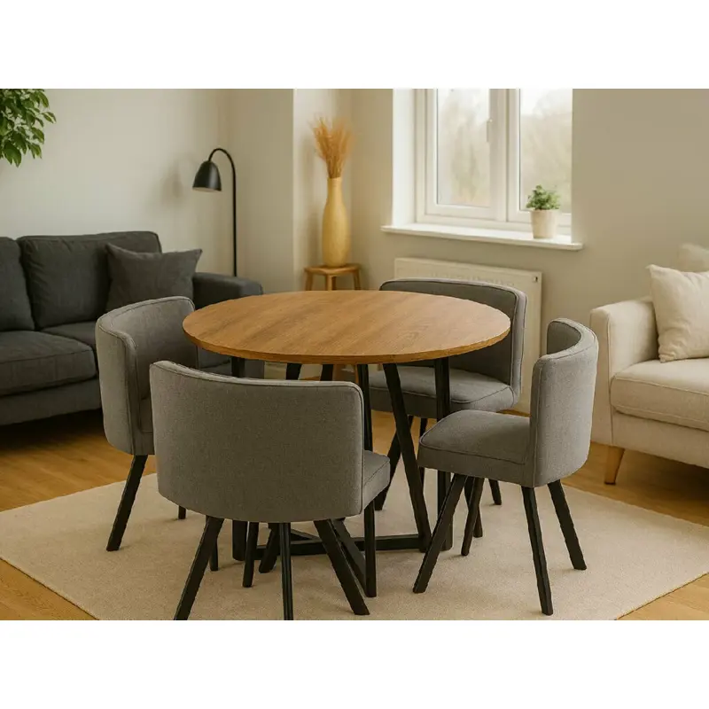Juego de comedor premium mesa y 4 sillas modernas Skyhome Negro Vidrio