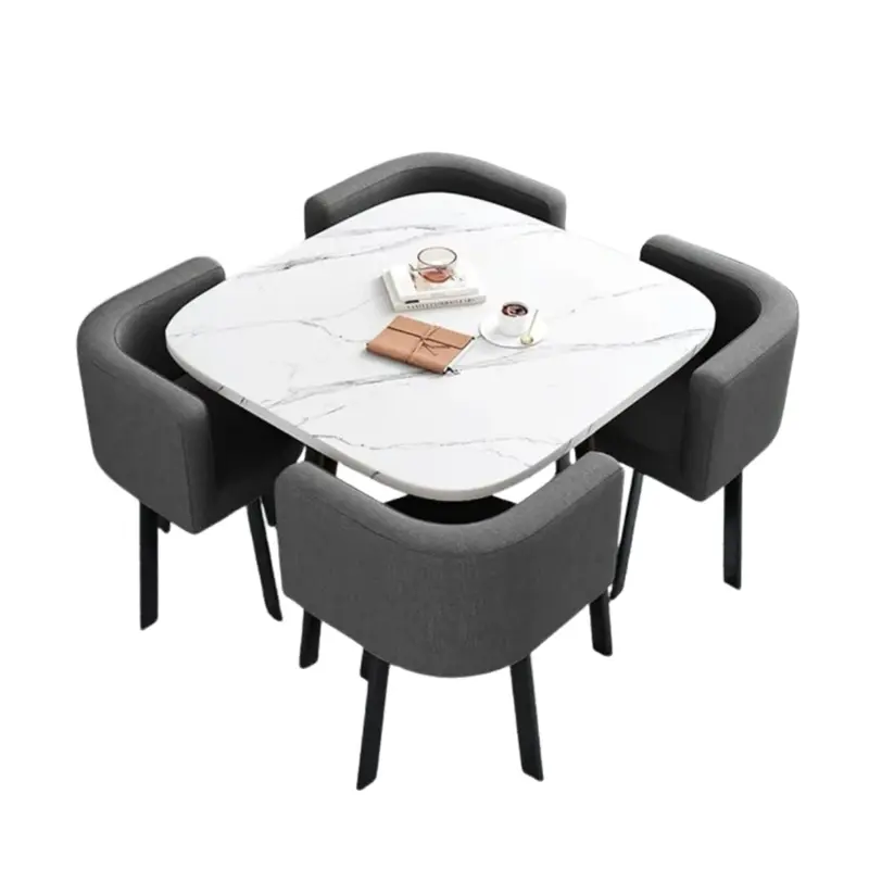 Juego de comedor premium mesa y 4 sillas modernas Skyhome Marron