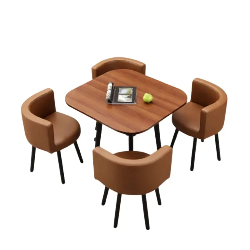 Juego de comedor premium mesa y 4 sillas modernas Skyhome Marron