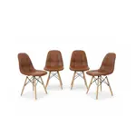 Set de 4 Sillas de Comedor Living Cafe - Acolchado Premium Blanco