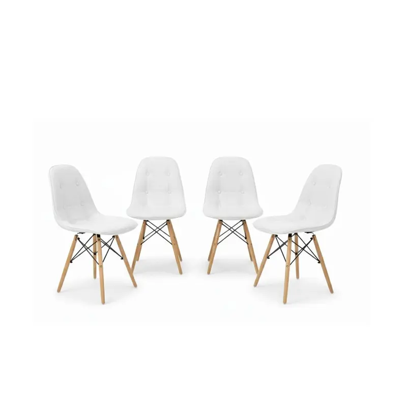 Set de 4 Sillas de Comedor Living Cafe Acolchado Premium Blanco
