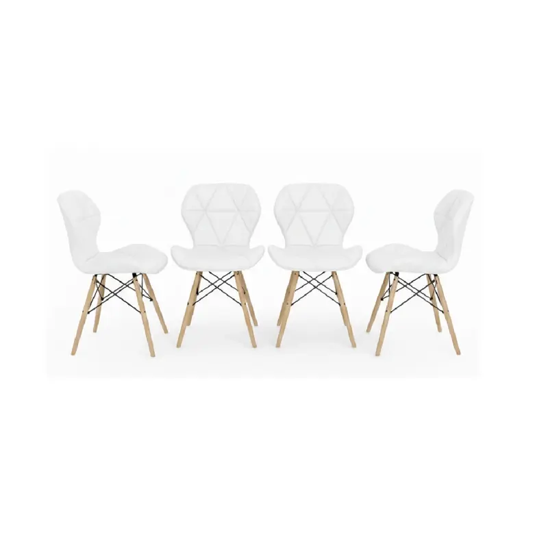 Set de 4 Sillas de Comedor Living Cafe Acolchado Premium Blanco