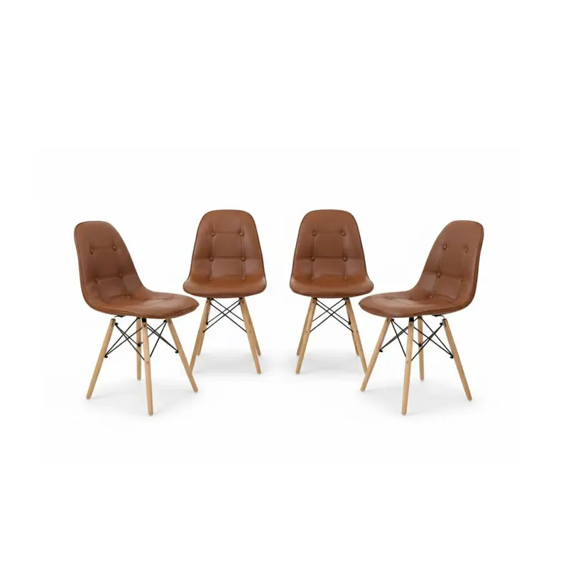 Set de 4 Sillas de Comedor Living Cafe Acolchado Premium Blanco