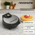 Waflera Eléctrica XL Antiadherente Novohome 700w 4 Rebanadas