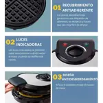 Waflera Eléctrica XL Antiadherente Novohome 700w 4 Rebanadas