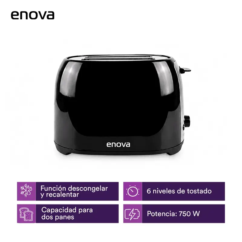 Tostadora eléctrica enova 750W 2 posiciones negra