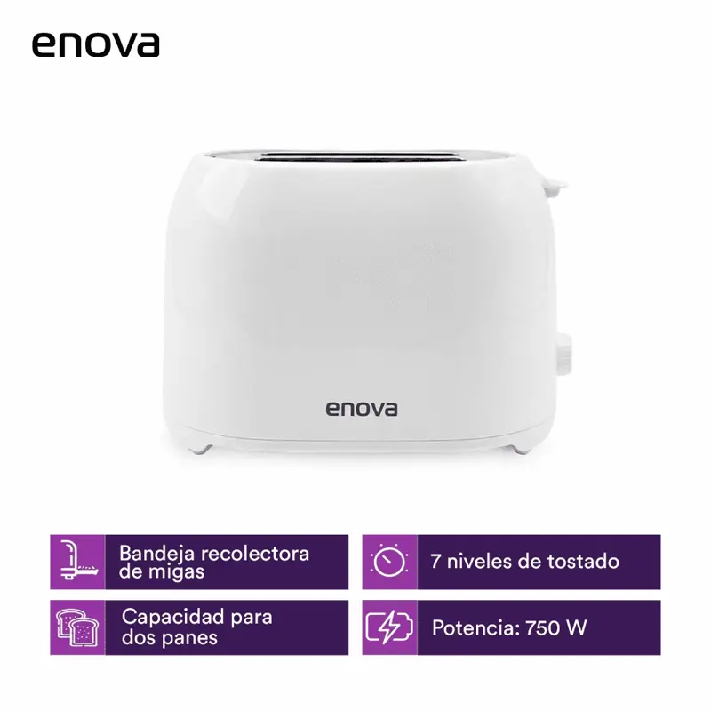 Tostadora eléctrica enova 750W 2 posiciones Blanca