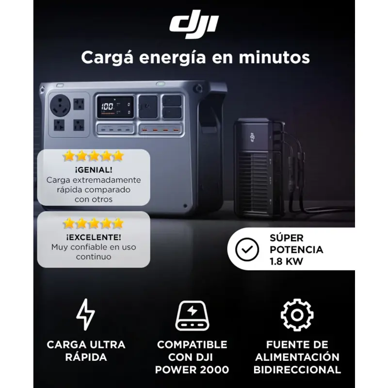 Cargador Súper Rápido Para Vehículos Solar DJI Power 1800W