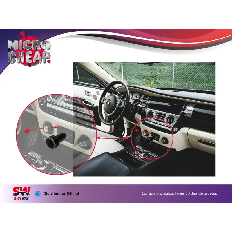 Cargador de Auto 2 Salidas (Usb Tipo C + Qualcomm 3.0)