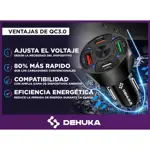 Dehuka Cargador Para Auto Usb Tipo C Carga Rapida 4 Puertos Dehuka
