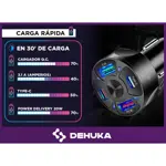 Dehuka Cargador Para Auto Usb Tipo C Carga Rapida 4 Puertos Dehuka