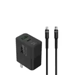 Cargador Gan Foxbox Mega 30w + Cable Round Pro Lightning Negro