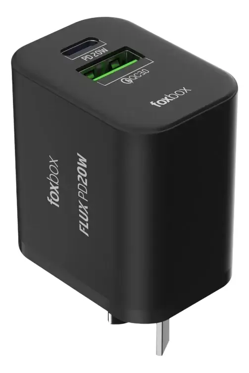 CARGADOR FLUX 20W NEGRO CON CABLE Foxbox | Megatone