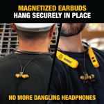 Auriculares Bluetooth DEWALT con banda para el cuello, 2 en 1, con altavoces