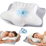 Almohada cervical para cuello, ergonómica, espuma viscoelástica Ylekto alivia dolor