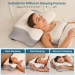 Almohada cervical para cuello, ergonómica, espuma viscoelástica Ylekto alivia dolor
