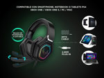 Kit auriculares Gamer Gadnic Alpha A8800 Play Microfono Luz RGB + Base Soporte Gaming