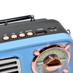 Radio AM/FM vintage con MP3/BT,AUX con dial analógico iluminado Nisuta NSRV15 Celeste