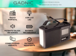 Radio Portatil BT GADNIC Inalámbrica AMFM Recargable Con Luz