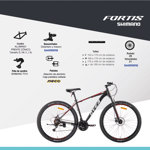 Bicicleta Mtb Overtech FORTIS R29 Aluminio Full Shimano Fr Disco Pp Negro/rojo/rojo Tamaño Cuadro L
