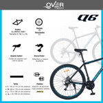 Bicicleta Mtb Overtech Mountain Bike Q6 R29 Aluminio 21v Freno A Disco Talle L Negro-Blanco-Blanco