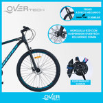 Bicicleta Mtb Overtech Mountain Bike Q6 R29 Aluminio 21v Freno A Disco Talle L Negro-Blanco-Blanco